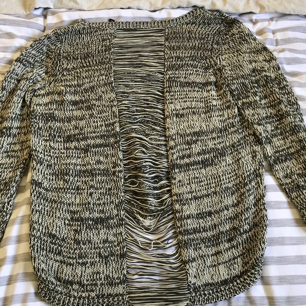 Distressed Back Sweater